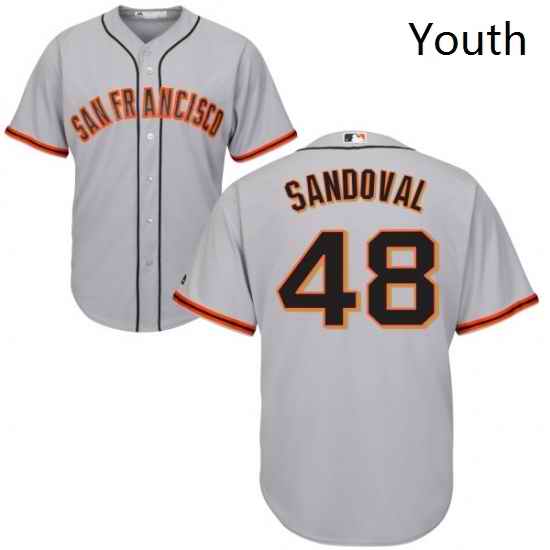 Youth Majestic San Francisco Giants 48 Pablo Sandoval Replica Grey Road Cool Base MLB Jersey